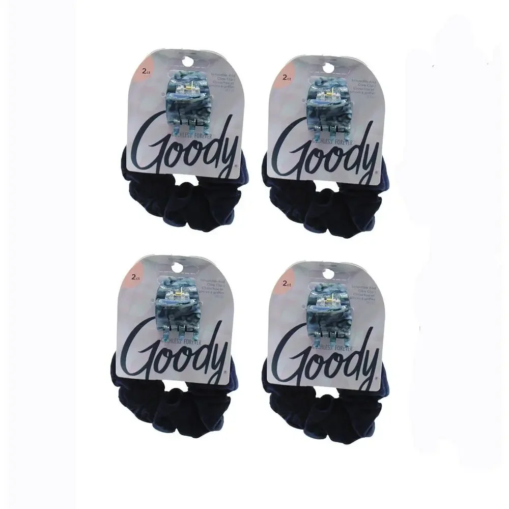 Goody‎ Forever Scrunchie & Claw Clip Bundle Navy 4 pack